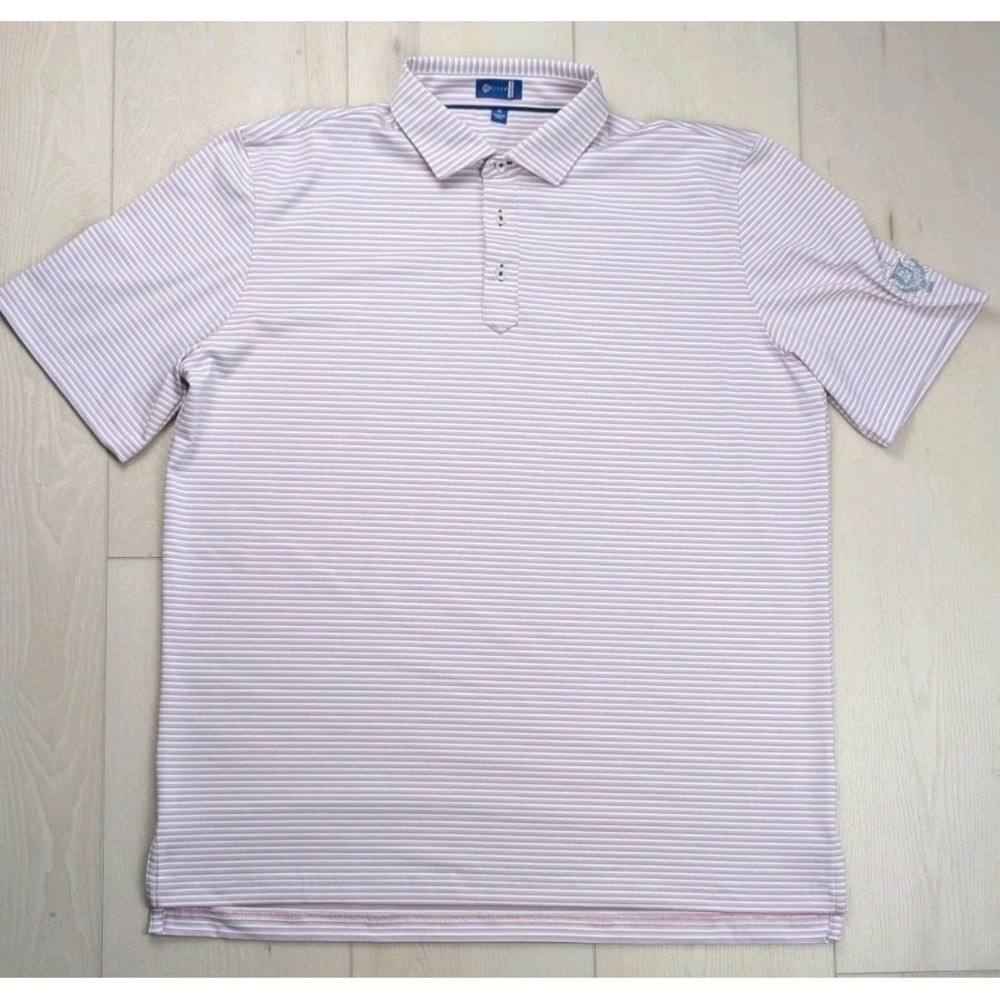 Stitch Gulfstream Golf Polo‎ Shirt Shadow Pink Striped Stretch Collar Mens XL